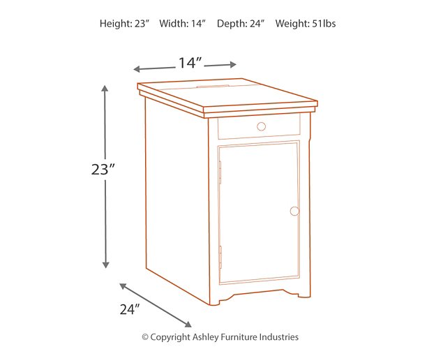 Laflorn Chairside End Table with USB Ports & Outlets