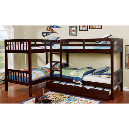 MARQUETTE Dark Walnut Quadruple Twin Bunk Bed image