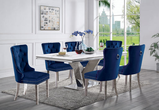 VALDEVERS 7 Pc. Dining Table Set, Navy Chairs image