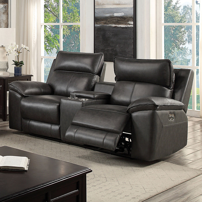 GEORDI Power Loveseat, Dark Gray image