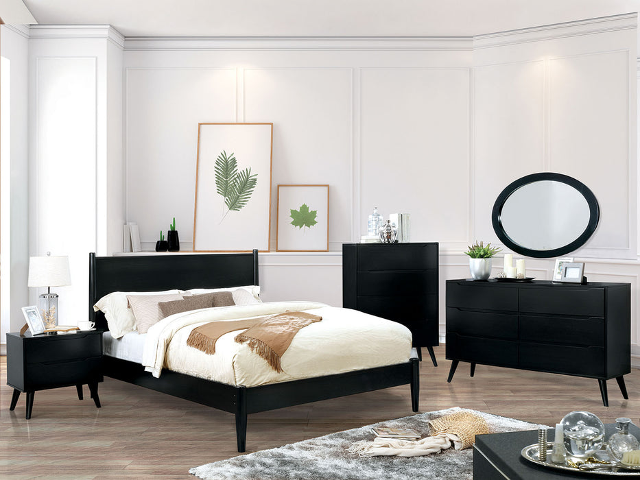 LENNART II Black 4 Pc. Queen Bedroom Set w/ Oval Mirror image