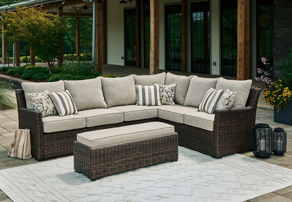 Brook Ranch Outdoor Sofa Sectional/Bench with Cushion (Set of 3) image